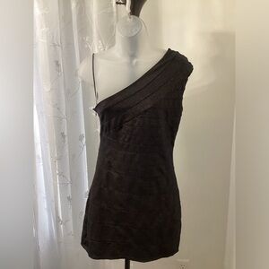 Express Women's One Shoulder Layered Black Dress  Size Small
